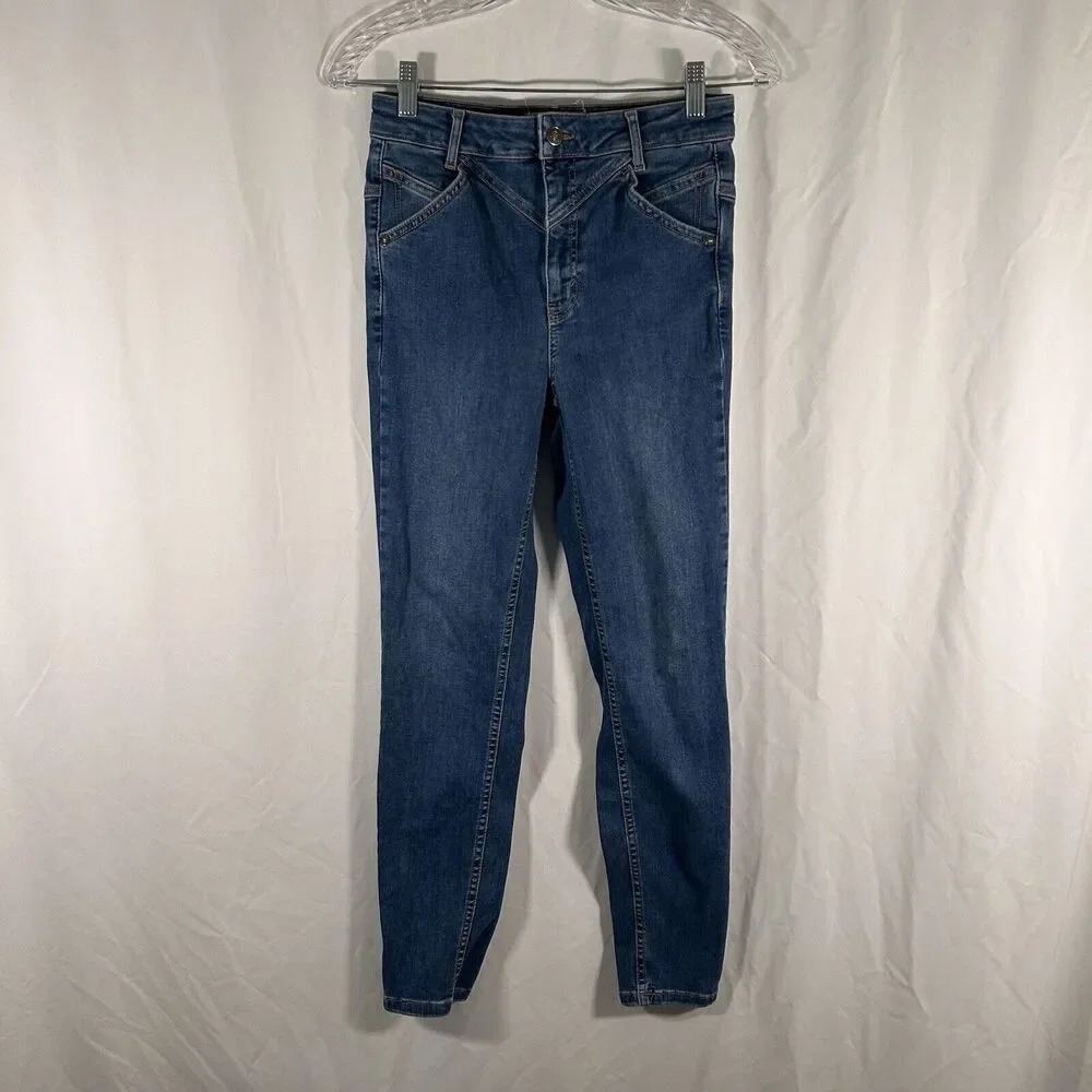 We the Free Jeans Women's 29 Medium Wash Mid Rise Cotton Blend Button Zip
